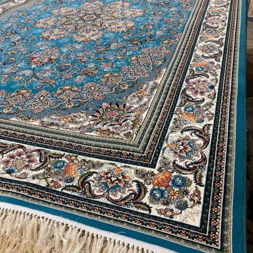 قیمت و خرید فرش ماشینی  ۷۰۰ شانه اکریلیک نقشه میخک رنگ آبی