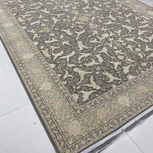 فرش ماشینی ۱۲۰۰شانه نقشه نورا رنگ نقره ای
