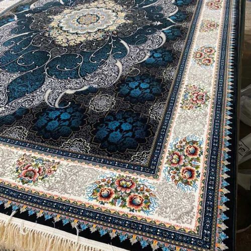 فرش ماشینی ۷۰۰ شانه تراکم ۲۵۵۰ نقشه چکاوک سرمه ای