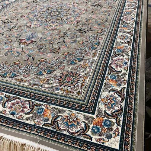 فرش ماشینی ۷۰۰ شانه تراکم ۲۵۵۰ نقشه چکاوک سرمه ای