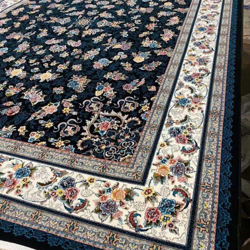 فرش ماشینی ۷۰۰ شانه تراکم ۲۵۵۰ نقشه گیلدا سرمه ای