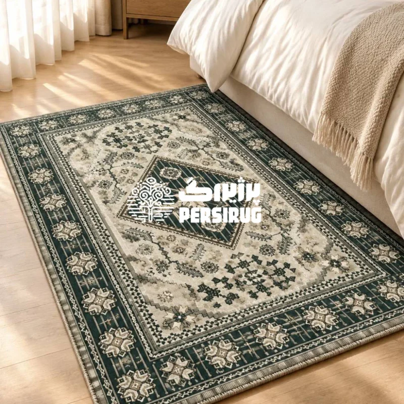 فرشینه زیره چرم نقش پارسی با طراحی هندسی اصیل و جزئیات ظریف ایرانی
