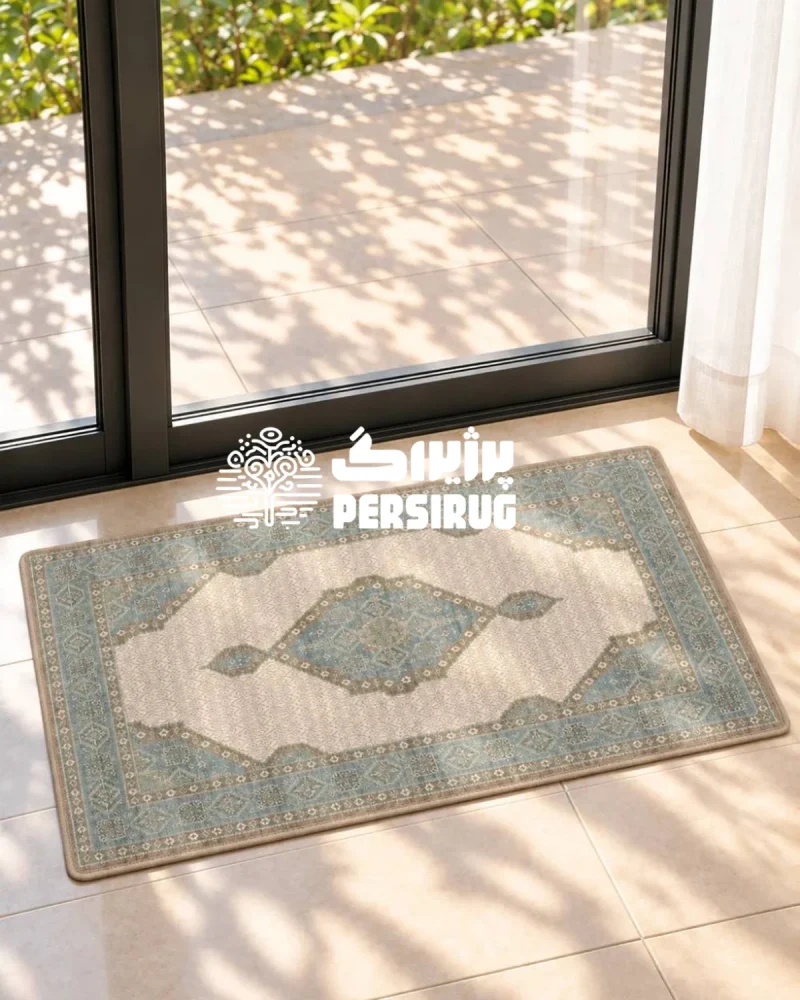 پادری زیره چرم طرح نقشِ خانه نمای نزدیک از طرح هندسی و حاشیهٔ نقش خانه.