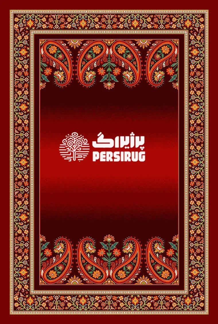 فرش ماشینی زرین سرخ با زمینه قرمز و طرح سنتی گل و بوته