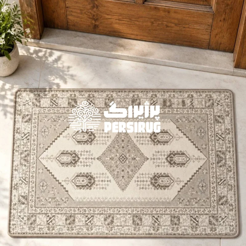 پادری زیره چرم مدرن هندسی با طرح سنتی و رنگهای خنثی مناسب دکوراسیون منزل