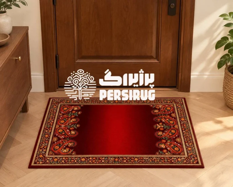 پادری زرین سرخ با زمینه قرمز و طرح سنتی گل و بوته