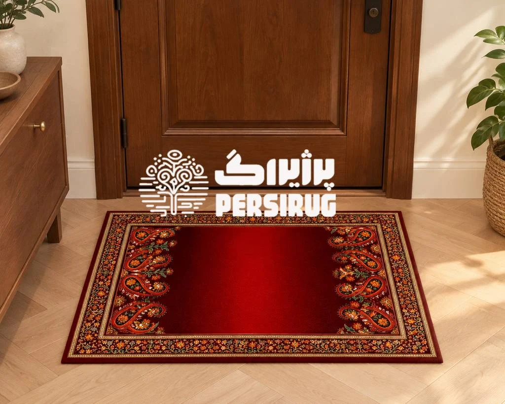 پادری زرین سرخ با زمینه قرمز و طرح سنتی گل و بوته