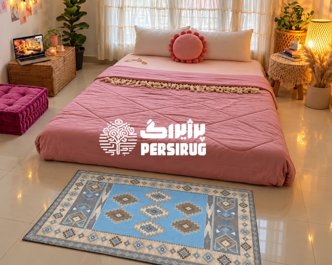 فرشینه زیره چرم آبی کویری