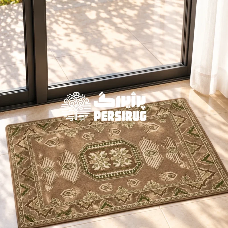پادری زیره چرم طرح بافت روستا با قاببندی چندلایه و نقوش هندسی الهامگرفته از بافتههای دستساز