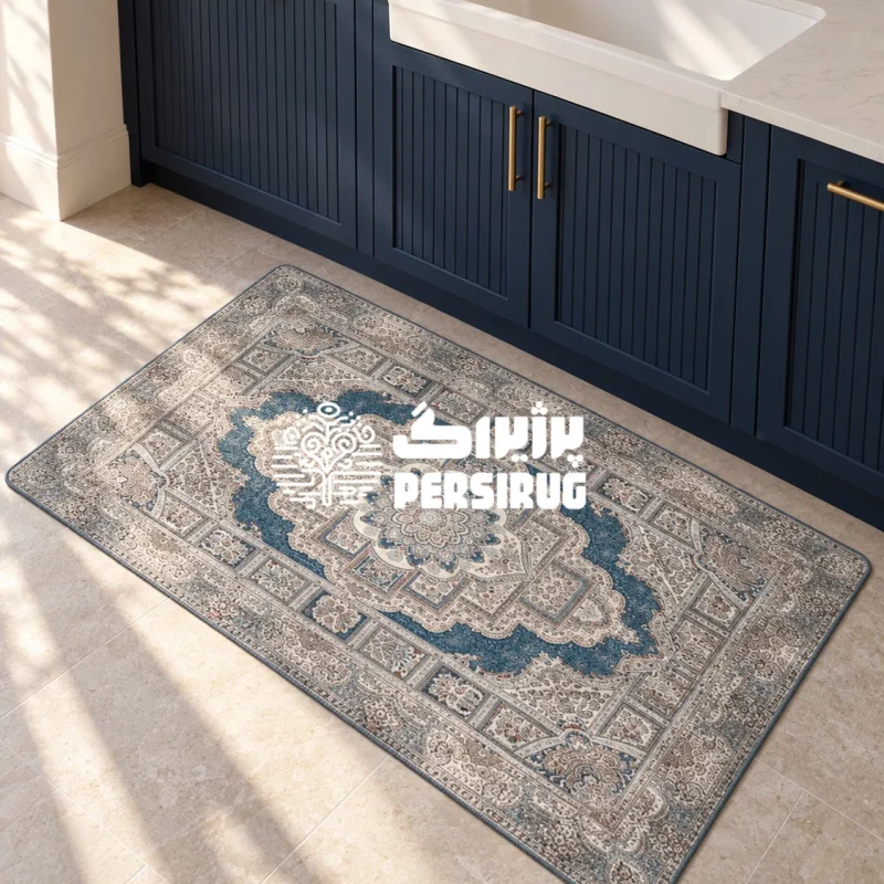 پادری زیره چرم سنتی طرح شمسه با ترنج مرکزی و حاشیههای نقوش اسلیمی