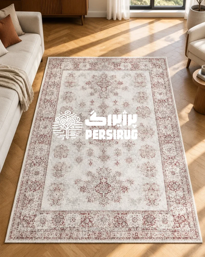 فرشینه طرح نقش یاقوت با طراحی ظریف و چشمنواز، مناسب دکوراسیون منزل