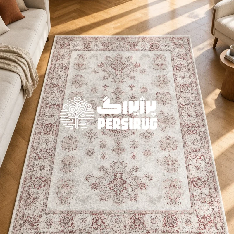 فرشینه طرح نقش یاقوت با طراحی ظریف و چشمنواز، مناسب دکوراسیون منزل