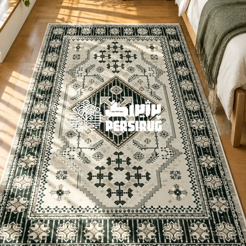 فرشینه نقش پارسی با طراحی هندسی اصیل و جزئیات ظریف ایرانی